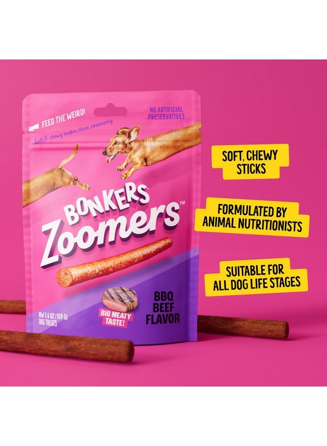 بونكرز مكافآت الكلاب Bonkers Zoomers Soft & Chewy BBQ Beef Flavor، مكافآت التدريب أو غطاء الطعام، 5.6 أونصة / 159 جم كيس قابل لإعادة الإغلاق لجميع السلالات والأعمار (عبوة من 8 قطع) - Image 2