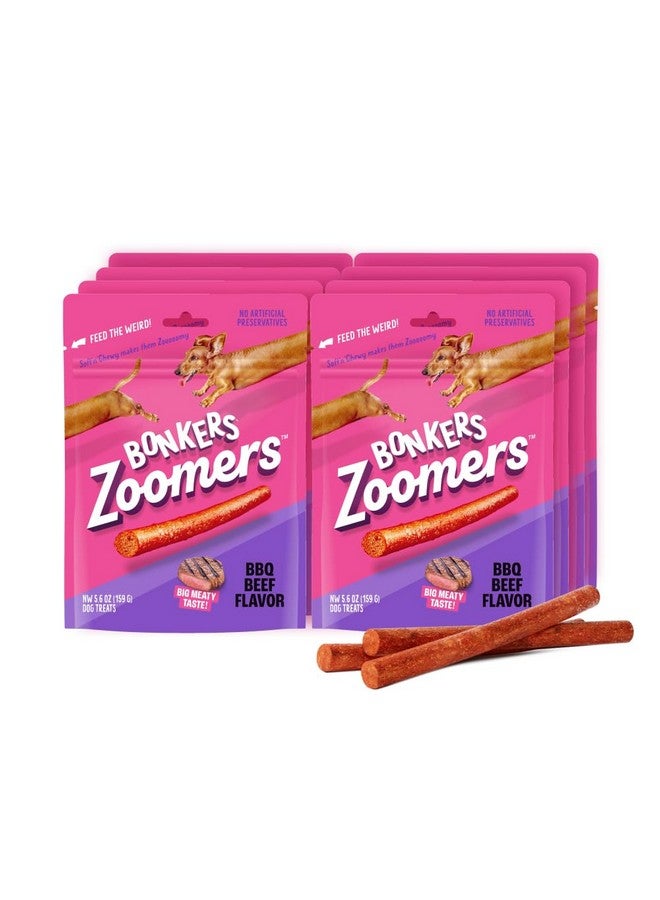 بونكرز مكافآت الكلاب Bonkers Zoomers Soft & Chewy BBQ Beef Flavor، مكافآت التدريب أو غطاء الطعام، 5.6 أونصة / 159 جم كيس قابل لإعادة الإغلاق لجميع السلالات والأعمار (عبوة من 8 قطع) - Image 1