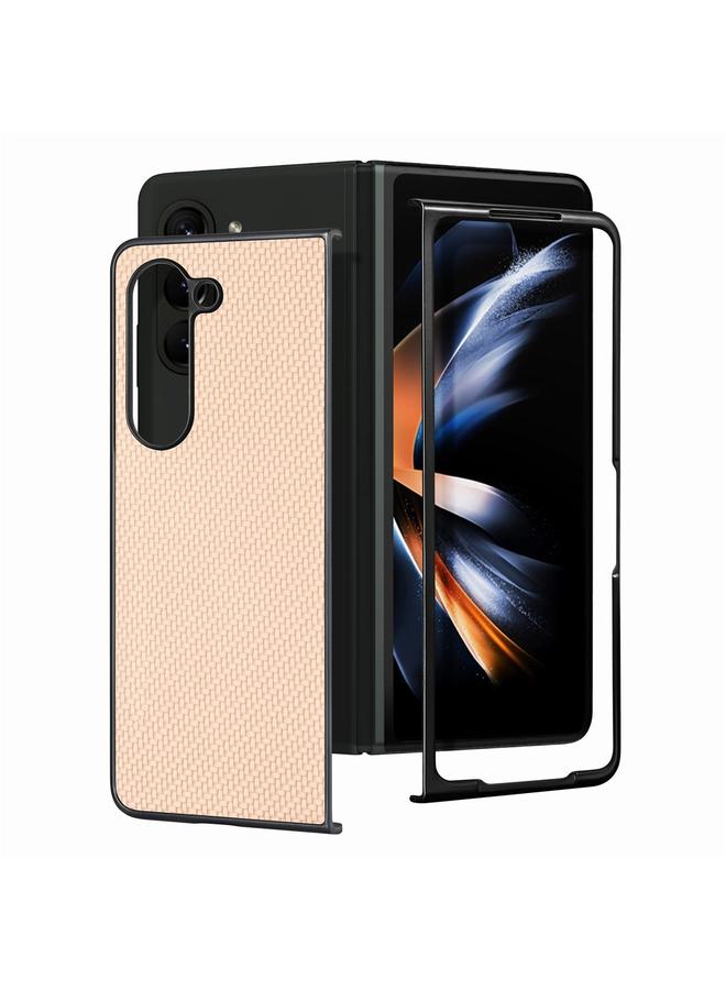 Case For Samsung Galaxy Z Fold6 Carbon Fiber Pattern Leather Skin PC Folding Phone Case