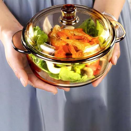 MIVANA Glass Casserole Deep Round 1000 ML - Oven and Microwave Safe Serving Bowl with Glass Lid - Image 4