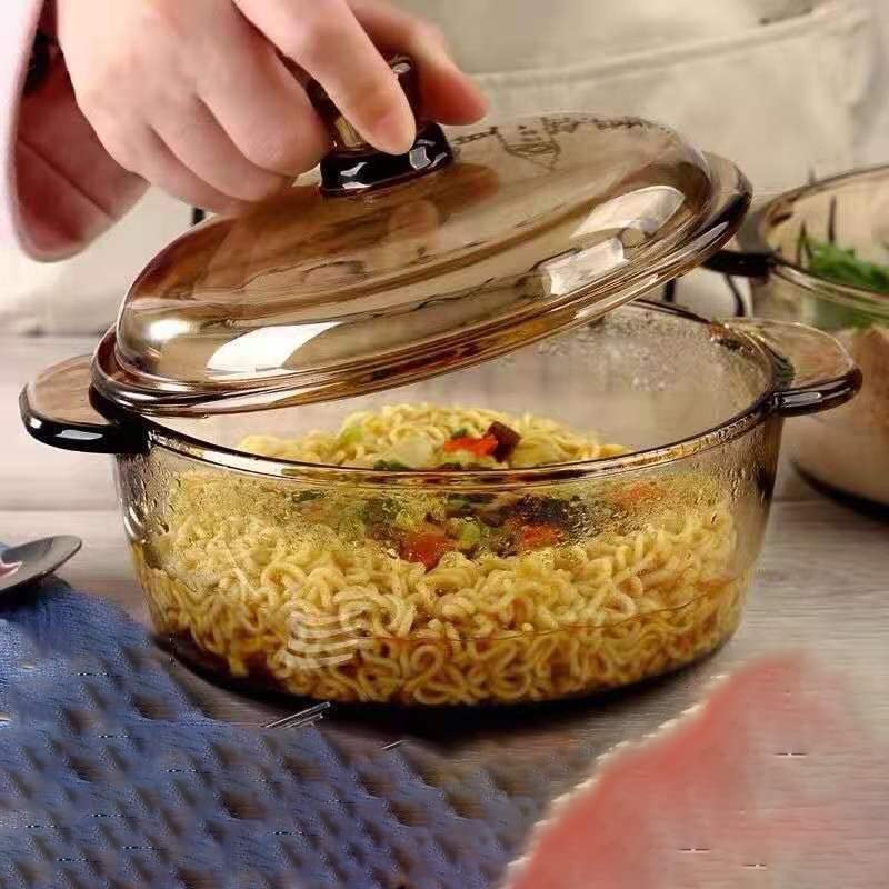 MIVANA Glass Casserole Deep Round 1000 ML - Oven and Microwave Safe Serving Bowl with Glass Lid - Image 3
