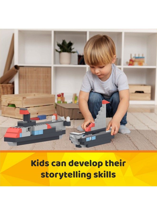 Webby 3 In 1 Young Commander Abs Blocks Kit Fighter Plane Submarine And Ship Construction Play Set Fun Creative Toy Set For 5+ Years Kid (155 Pcs) Multicolor (155 Pieces) - Image 4