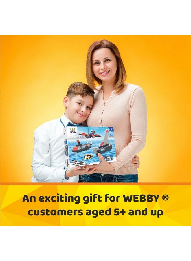 Webby 3 In 1 Young Commander Abs Blocks Kit Fighter Plane Submarine And Ship Construction Play Set Fun Creative Toy Set For 5+ Years Kid (155 Pcs) Multicolor (155 Pieces) - Image 5
