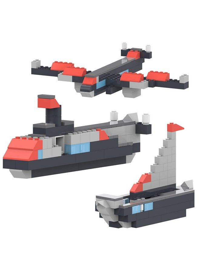 Webby 3 In 1 Young Commander Abs Blocks Kit Fighter Plane Submarine And Ship Construction Play Set Fun Creative Toy Set For 5+ Years Kid (155 Pcs) Multicolor (155 Pieces) - Image 3