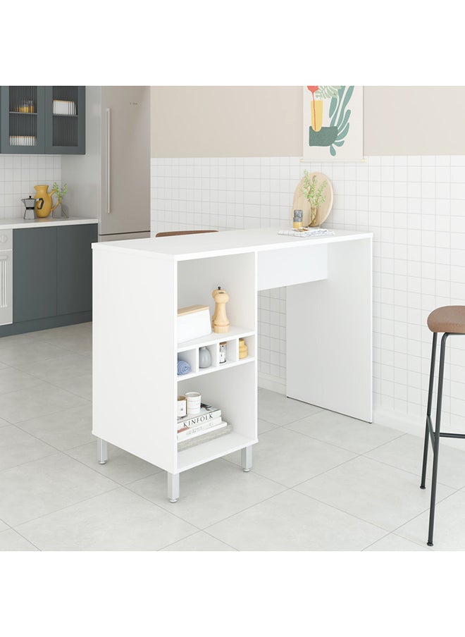 Home Box Kitchen Table With Storage Shelves - Mdp 15Mm Color White 60 x 135 x 102.5 cm  - Image 1