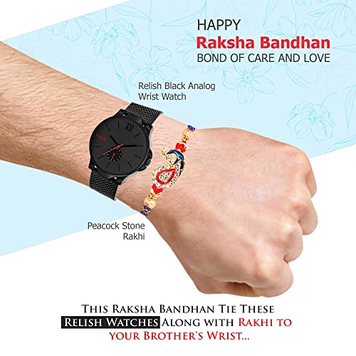 Relish Analog Watch, Rakhi, Roli Chawal and Wishing Card Gift for Brother | Rakhi for Brother with Gift Combo Set Brother Rakhi Gift Set - Image 3