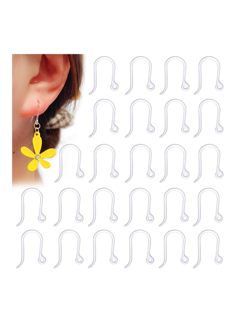 Plastic Earring Hook Clear, 200Pcs 0.65mm Safety and Non-Allergenic Ear Wires Findings Components, for Women Girls DIY Jewelry Making - Image 1