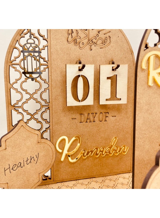 تشيلور تقويم رمضان ٢٠٢٦ الخشبي لأيام العد التنازلي، ديكورات منزلية لمدة ٣٠ يومًا، ديكورات عيد اصنعها بنفسك لحفلات رمضان، هدايا رمضان للأطفال، ديكورات حرفية وديكورات العيد. - Image 3