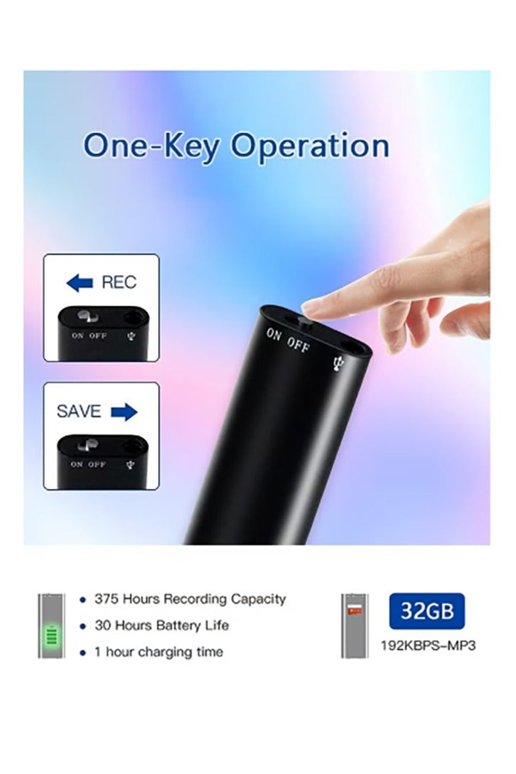Voice Recorder, 32GB, 100 Hours Continuous Recording, USB, MP3 Audio - Image 2