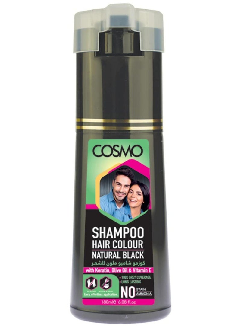 Cosmo Hair Colour Shampoo Black 180ml For Men and Women Hair Color Shampoo - Image 1