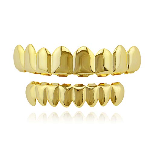 OOCC 18K Gold Plated Hip Hop Caps Custom Fit Top & Bottom Grillz Set Teeth Grills Mouth - Image 1