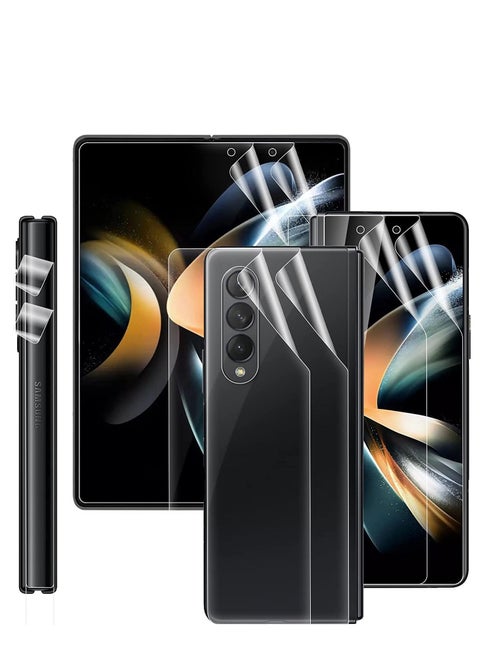 [مجموعتان من 8 قطع] واقي شاشة Galaxy Z Fold 5 2023، طبقة داخلية من مادة TPU + غطاء خارجي كامل + واقي شاشة بغطاء خلفي، وضوح عالي، مضاد للكسر، خالٍ من الفقاعات لواقي شاشة Samsung Z Fold 5 5G