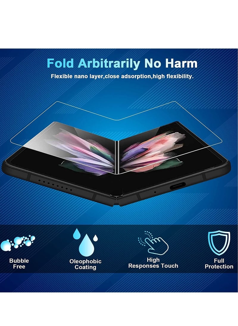 [مجموعتان من 8 قطع] واقي شاشة Galaxy Z Fold 5 2023، طبقة داخلية من مادة TPU + غطاء خارجي كامل + واقي شاشة بغطاء خلفي، وضوح عالي، مضاد للكسر، خالٍ من الفقاعات لواقي شاشة Samsung Z Fold 5 5G