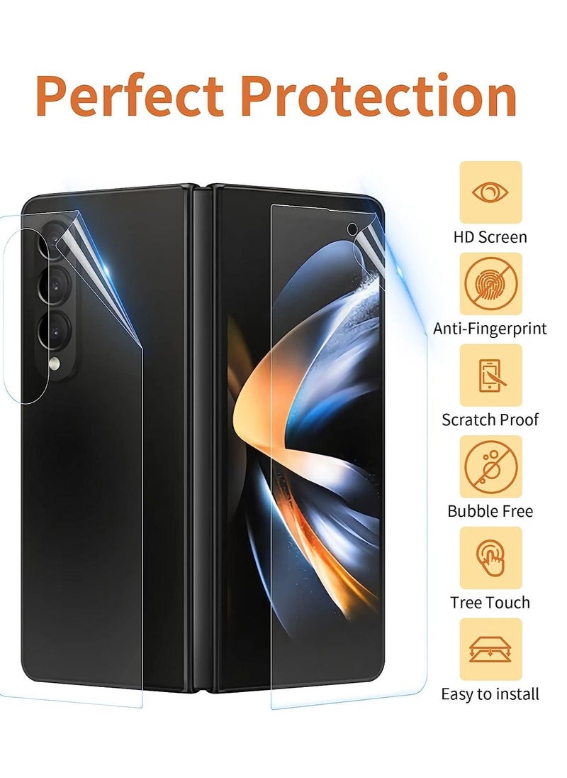 [مجموعتان من 8 قطع] واقي شاشة Galaxy Z Fold 5 2023، طبقة داخلية من مادة TPU + غطاء خارجي كامل + واقي شاشة بغطاء خلفي، وضوح عالي، مضاد للكسر، خالٍ من الفقاعات لواقي شاشة Samsung Z Fold 5 5G
