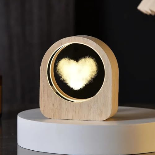 SHOPOGENIX Solar System Crystal Ball Night Light,Glass Ball Night LED Lamp with USB Powered 2.36 Inch Wooden Base Colorful Crystal Ball for Gifts Men,Women,Kids,Boys,Girls (Cube Heart Cloud) - Image 1