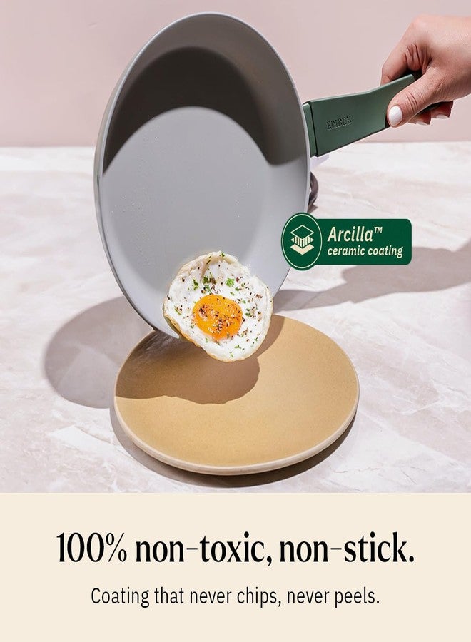 Ember Cookware Arcilla Ceramic Frying Pan 24cm | Non Stick Cookware | Non Toxic Pan | ISI Certified | Ceramic Fry Pan for Cooking | PFAS & PTFE Free | 5-Year Warranty | Green - Image 3