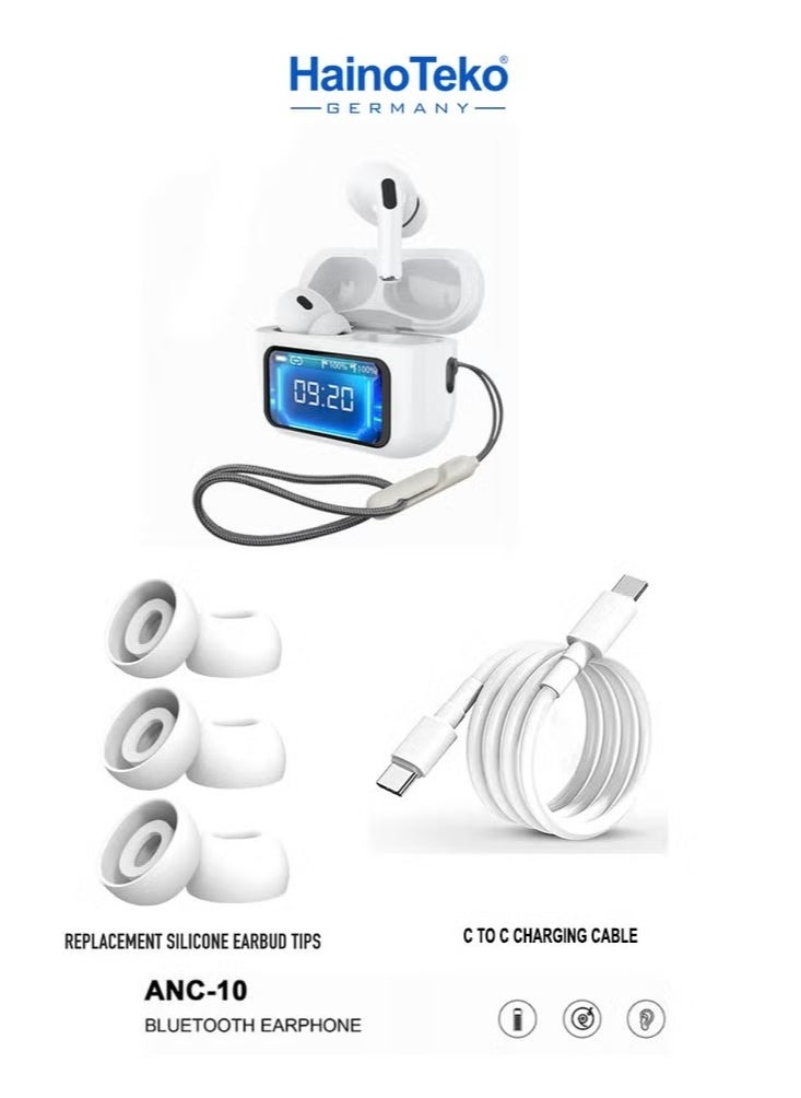 Haino Teko Haino Teko Germany ANC10 True Wireless Earbuds with Active Noise Cancellation High Bass Sound Quality Bluetooth 5.4 Wireless Earphones Digital Display Charging Case HD Mic Touch Control Long Battery Life Noise Cancelling Bluetooth Earbuds for iPhone and Apple Devices Comfortable In Ear Design  - Image 2