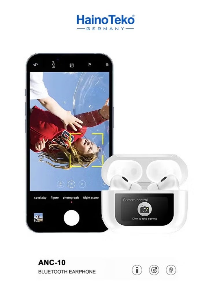 Haino Teko Haino Teko Germany ANC10 True Wireless Earbuds with Active Noise Cancellation High Bass Sound Quality Bluetooth 5.4 Wireless Earphones Digital Display Charging Case HD Mic Touch Control Long Battery Life Noise Cancelling Bluetooth Earbuds for iPhone and Apple Devices Comfortable In Ear Design  - Image 5