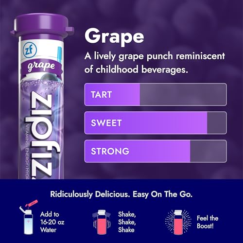 Zipfizz Daily Energy Drink Powder, Grape, 20 Pack | 3-in-1 Sustained Energy, Rapid Hydration, and Essential Vitamins | Sugar-Free | Electrolyte Powder | Contains Vitamin B-12 & Antioxidants - Image 4