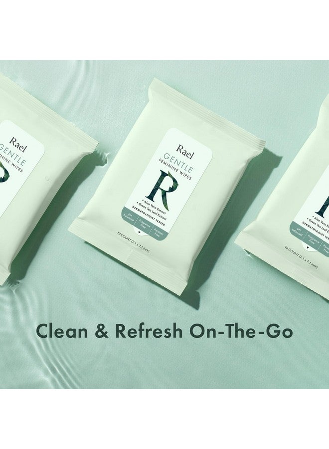 رائيل مناديل Rael Feminine Wipes، مناديل قابلة للتصريف، متوازنة الحموضة - حجم مناسب للسفر، لجميع أنواع البشرة، خالية من البارابين، للاستخدام اليومي (10 قطع، عبوة من 3 قطع) - Image 3