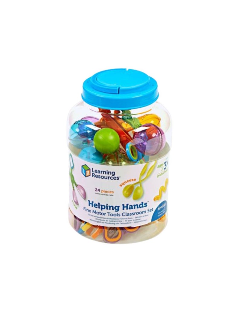 LEARNING RESOURSES Helping Hands Fine Motor Tool Set – 24 Piece Educational Toys for Toddlers & Preschoolers – Sensory, Grasping & Coordination Development Kit – Montessori-Inspired Classroom Activity  - Image 1