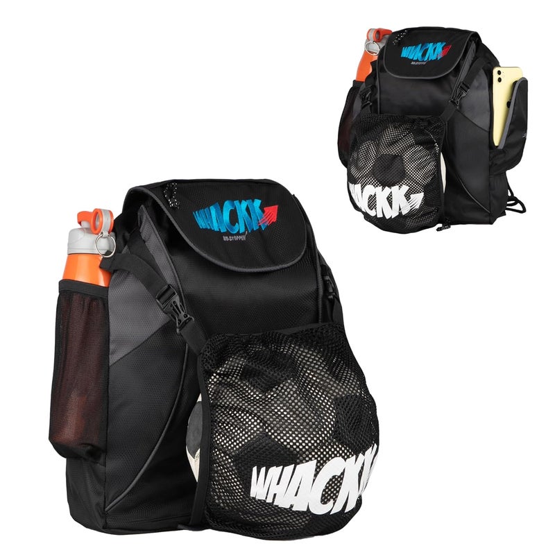 WHACKK Storm Soccer Football Equipment Bag | Sports Men Boys Drawstring Backpack | Mobile Bottle Holder Pocket | Gym Bag (Black) - Image 1