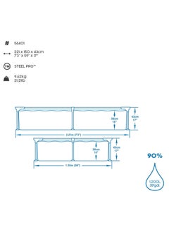 Bestway 56401-Steel Pro Rectangular Frame Above Ground Swimming Pool 2.21mx1.50mx43cm, 1200L  - Image 5