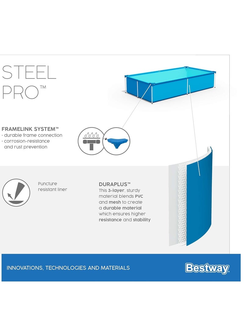 Bestway - 56401-Steel Pro Rectangular Frame Above Ground Swimming Pool 2.21mx1.50mx43cm, 1200L - Image 1