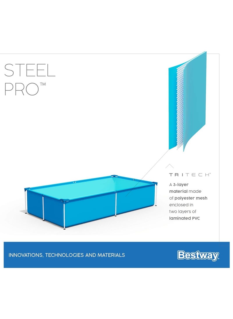 Bestway - 56401-Steel Pro Rectangular Frame Above Ground Swimming Pool 2.21mx1.50mx43cm, 1200L - Image 1