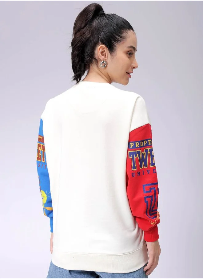 Freehand Women Boxy Fit Looney Tunes Oversized Sweatshirt