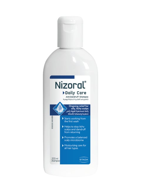 Nizoral Daily Care Shampoo for Oily Scalp, Prevents Dandruff, Moisturizes and Protects, Works from First Wash, Dermatologically Tested for Sensitive Scalps, For All Hair Types, 200ml