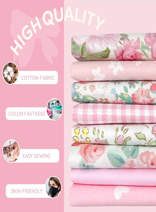 Aubliss 8pcs Fat Quarter Fabric Bundles (100% Cotton - 19.6‘’ x 19.6‘’ / 50cm x 50cm) Quilting Cotton Craft Fabric Pre-Cut Squares Sheets for Patchwork Sewing Quilting Crafting(Rose) - Image 3
