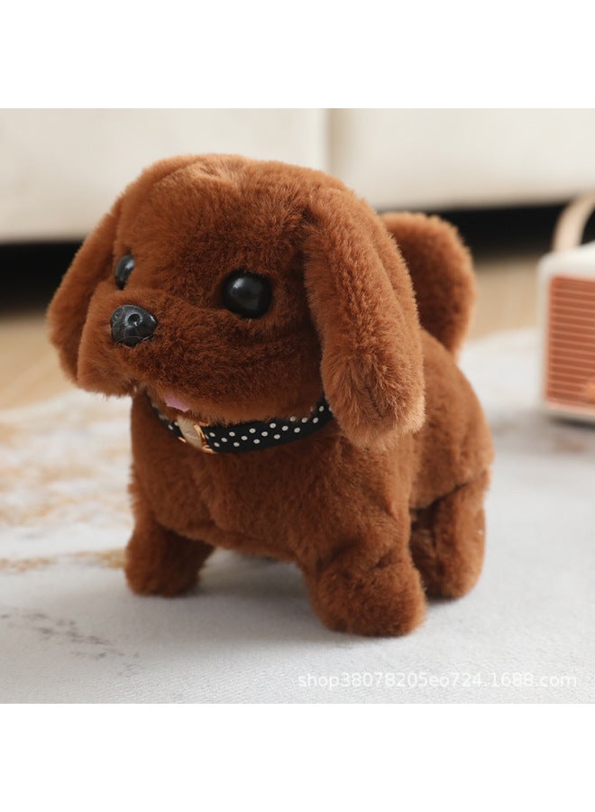 Electronic Pet Electric Dog Will Run Will Call Stall Toys Home Ornaments Animal Dolls Cross-border-Color:Black And Brown Golden Retriever-necklace-Specifications:Opp Bag  - Image 1