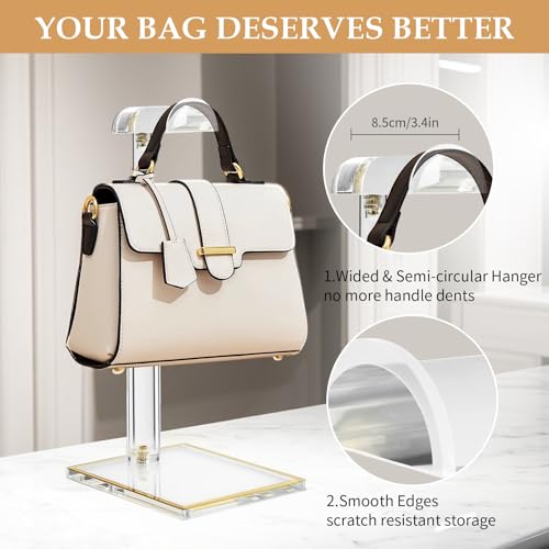 SHUNKAIZS 2Pcs Purse Display Stands, Height Adjustable10"-16"+14"-24", Acrylic Handbag Stands for Display, Clear Holder for Purse Evening Bag Clutch, Bag Table Rack, Purses Hanging Organizer for Closet Retail Vendor - Image 3
