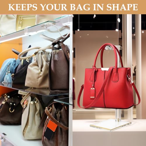 SHUNKAIZS 2Pcs Purse Display Stands, Height Adjustable10"-16"+14"-24", Acrylic Handbag Stands for Display, Clear Holder for Purse Evening Bag Clutch, Bag Table Rack, Purses Hanging Organizer for Closet Retail Vendor - Image 5