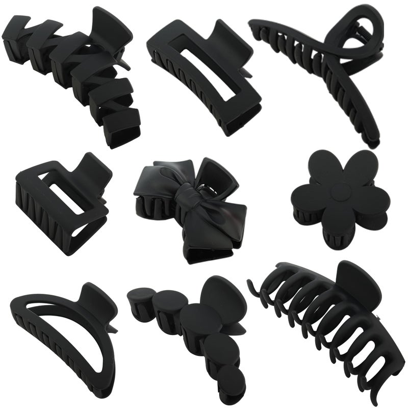 Black Hair Claw Clips Lightweight Big Strong Hold Nonslip Matte Claw for Thick Hair Thin Hair Curly Hair 90s Vintage Jaw Clips With Organza Storage Bag