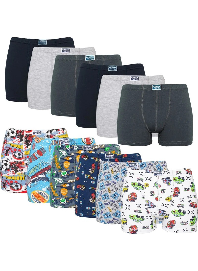 دونديزا 12 Pcs Cotton Combed Cotton Boys' Plain-Patterned Kom Boxer