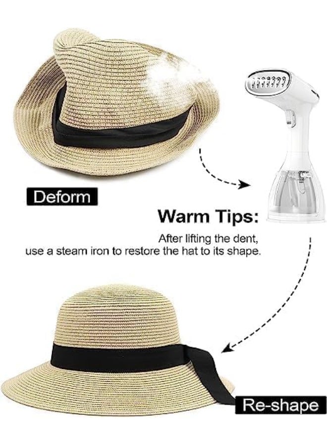 Straw Sun Hat for Women, Wide Brim Floppy Beach Hat for Big Heads, Adjustable Travel Hat with Chin Strap, UPF 50 Summer Foldable and Roll-up Hat - Image 2