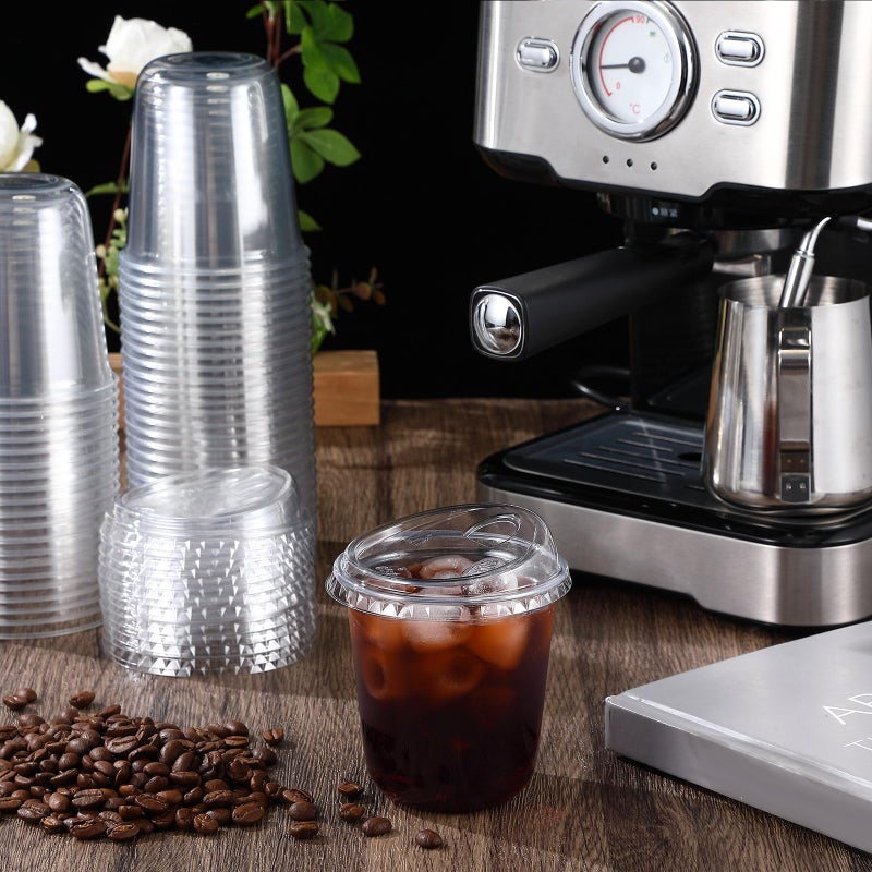 Ziliny 50 Sets Clear Plastic Coffee Cups with Sip Lids  Disposable Plastic PET Crystal Cups for Iced Coffee  Smoothie  Cold Beverage  Drink Shops and Party Catering(Clear 12 oz) - Image 1