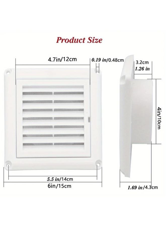 White 4inch Louvered Vent Cover Stops Birds Nesting For Outside Dryer Exhaust Air Vent Cover With Screws For Easy Installation - Image 1