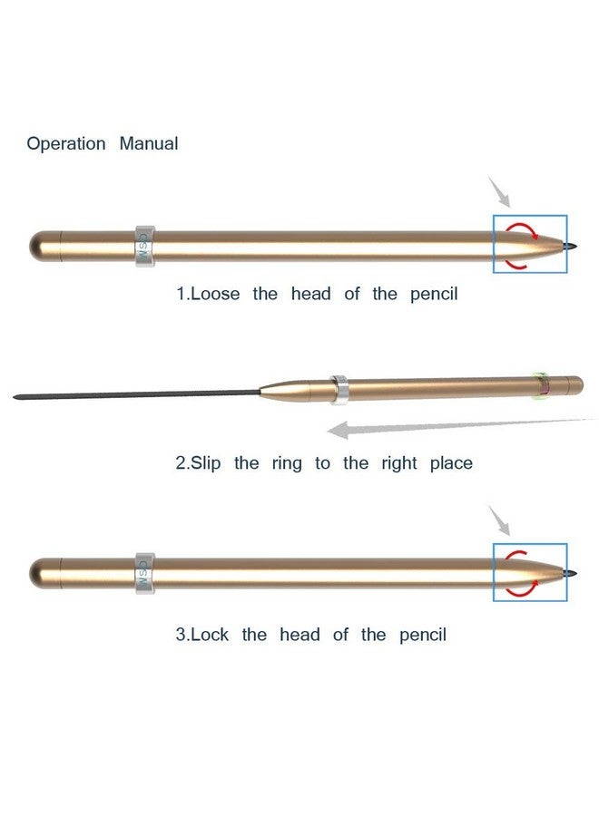WSD Mechanical Pencil,Drawing Pencils,Sketch Pencils,Magnetic Control Pencil,Pencil Refills Diameter2.0Mm, 2B Gold - Image 2