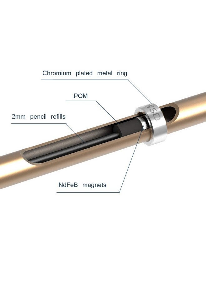 WSD Mechanical Pencil,Drawing Pencils,Sketch Pencils,Magnetic Control Pencil,Pencil Refills Diameter2.0Mm, 2B Gold - Image 3