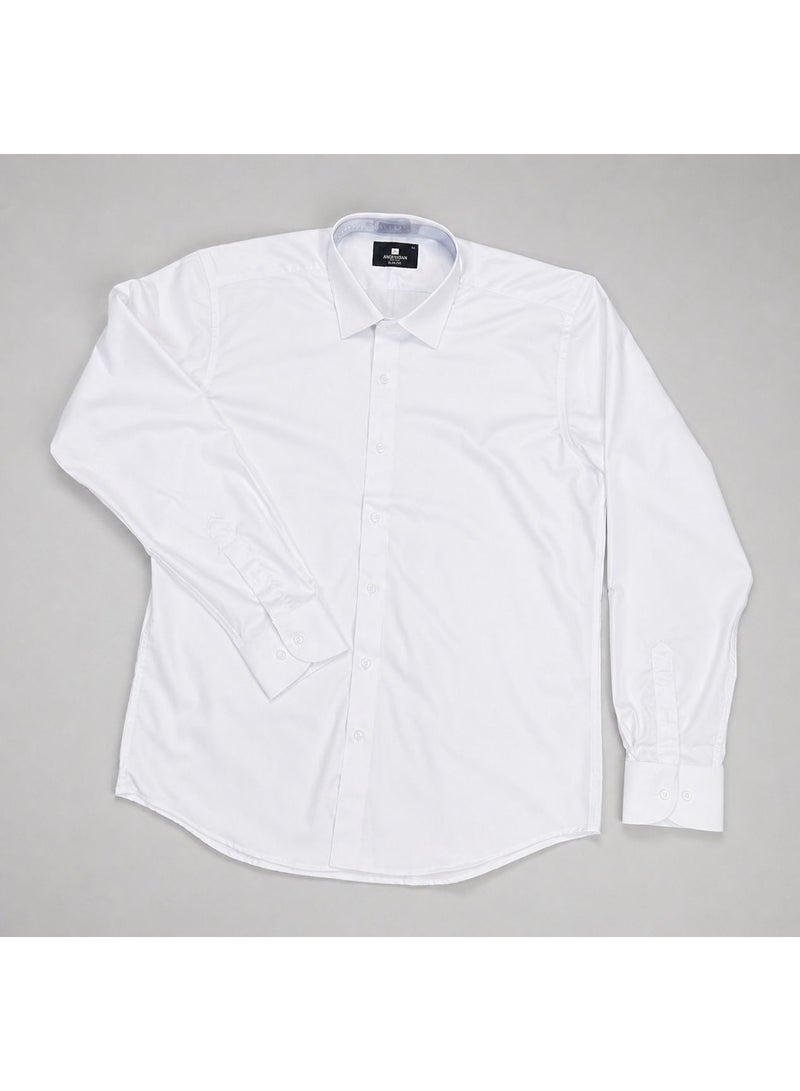 Anjerdan Men’s White Formal Shirt – Slim Fit Cotton, Lightweight & Breathable, Long Sleeve Office Wear - Image 4