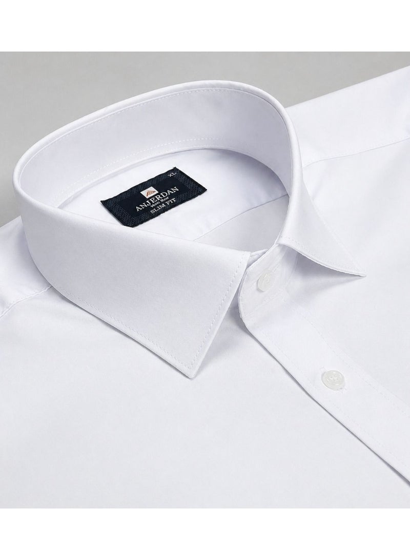 Anjerdan Men’s White Formal Shirt – Slim Fit Cotton, Lightweight & Breathable, Long Sleeve Office Wear - Image 3