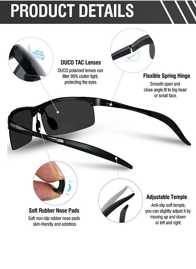AZorb Polarized Men's Sunglasses Men Women - Alloy Metal Frame sun glassess Accessories UV Protection Sunglasses for sports Cycling Drive Fishing Travel - Black  - Image 3