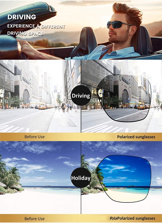 AZorb Polarized Men's Sunglasses Men Women - Alloy Metal Frame sun glassess Accessories UV Protection Sunglasses for sports Cycling Drive Fishing Travel - Black  - Image 5