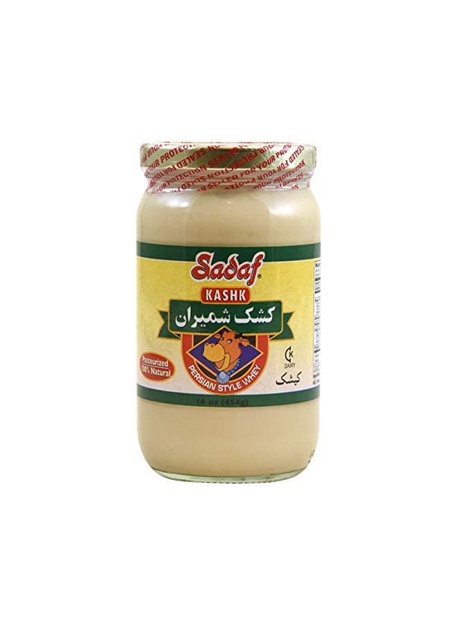 Sadaf Kashk in Jar 16 oz - Kashk Persian Style Whey - Kashk Shemiran Pasteurized 100% Natural - Kosher Kehila - Product of USA