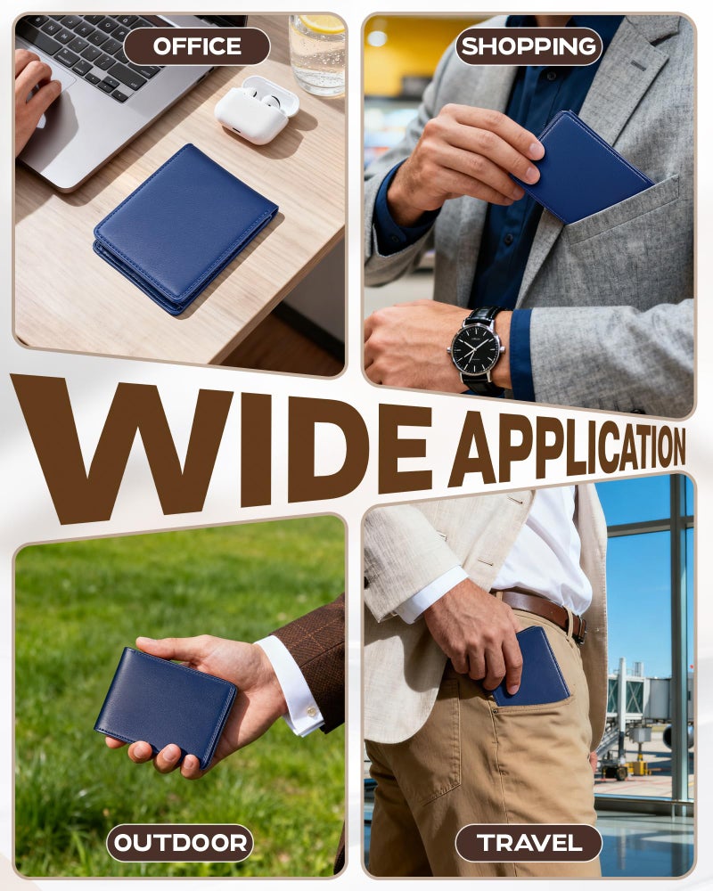 GNDR Wallet For Men Bifold Blue RFID Blocking Slim Faux Leather Wallets Card Holder Front Pocket Minimalist Men Accessories With Gift Box - Image 5