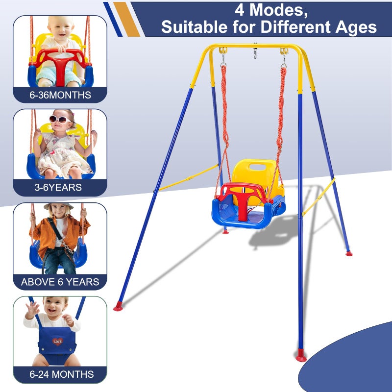 Luxdsgn Toddler Swing Set, 3-in-1 Baby Swing Outdoor/Indoor, Toddler Swing&Jumper with Foldable Metal Stand, Baby Swing Outdoor for Aged 6 Months to 10 Years Old - Image 3