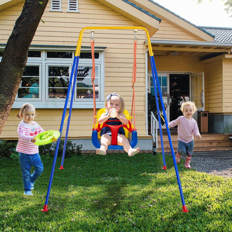Luxdsgn Toddler Swing Set, 3-in-1 Baby Swing Outdoor/Indoor, Toddler Swing&Jumper with Foldable Metal Stand, Baby Swing Outdoor for Aged 6 Months to 10 Years Old - Image 4
